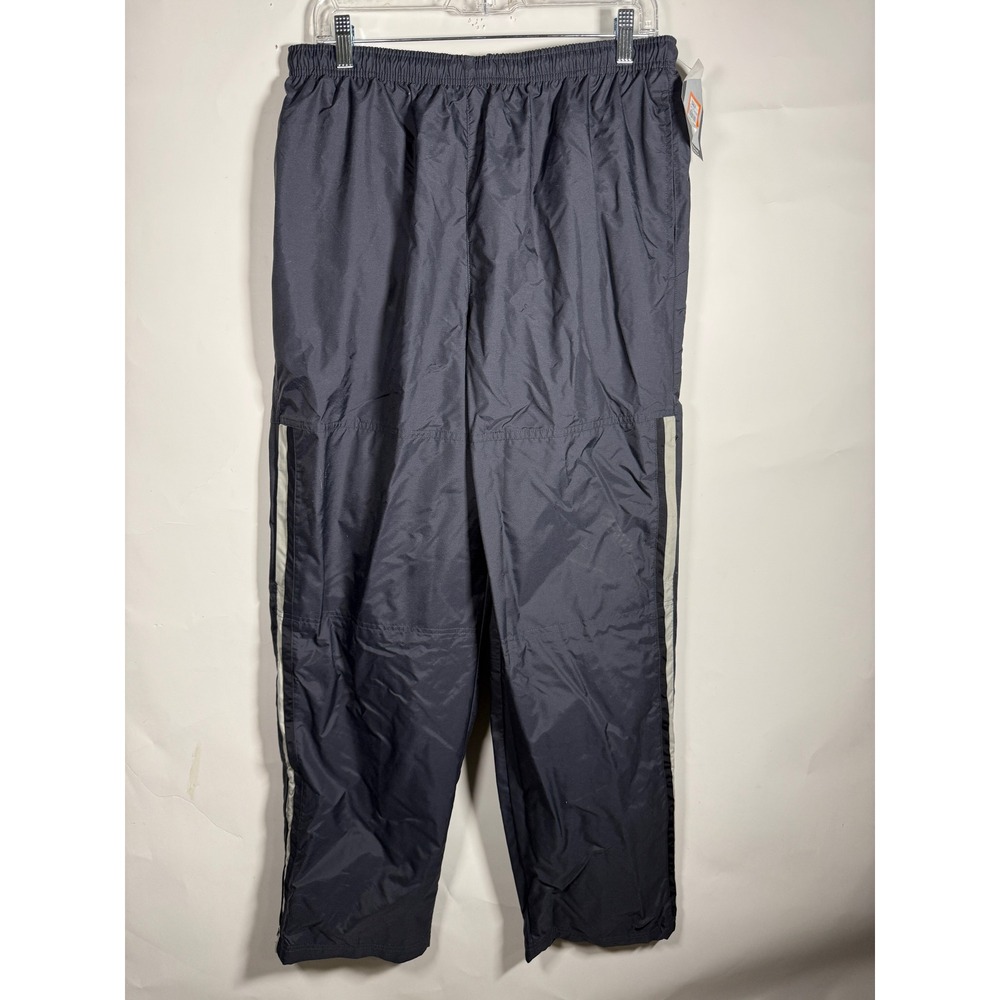 Vintage Nike Men's Dark Gray Athletic Track Pants with White Stripe Accents‎